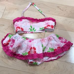 Flamingo pink two-piece swim suit (2T)